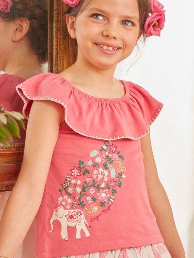 ТОП С ВОЛАН И ФЛОРАЛЕН  МОТИВ KLELETTE
