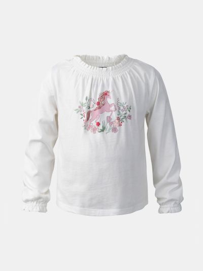  БЛУЗА ЗА МОМИЧЕ  С ВОЛАН И МОТИВИ LADISHETTE 