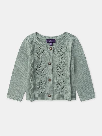 ЗЕЛЕНА ЖИЛЕТКА С КЪДРИ ЗА БЕБЕ МОМИЧЕ
