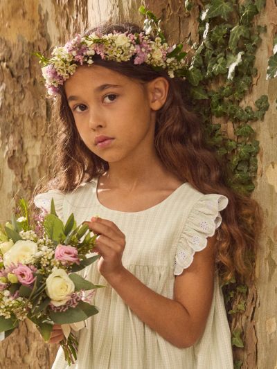 Рокля с райета и панделка за момиче